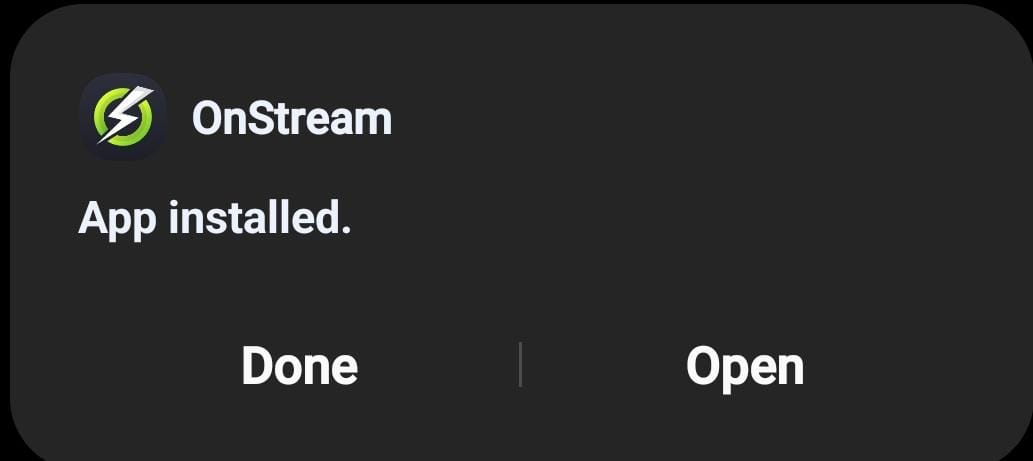 OnStream APK installed on Android