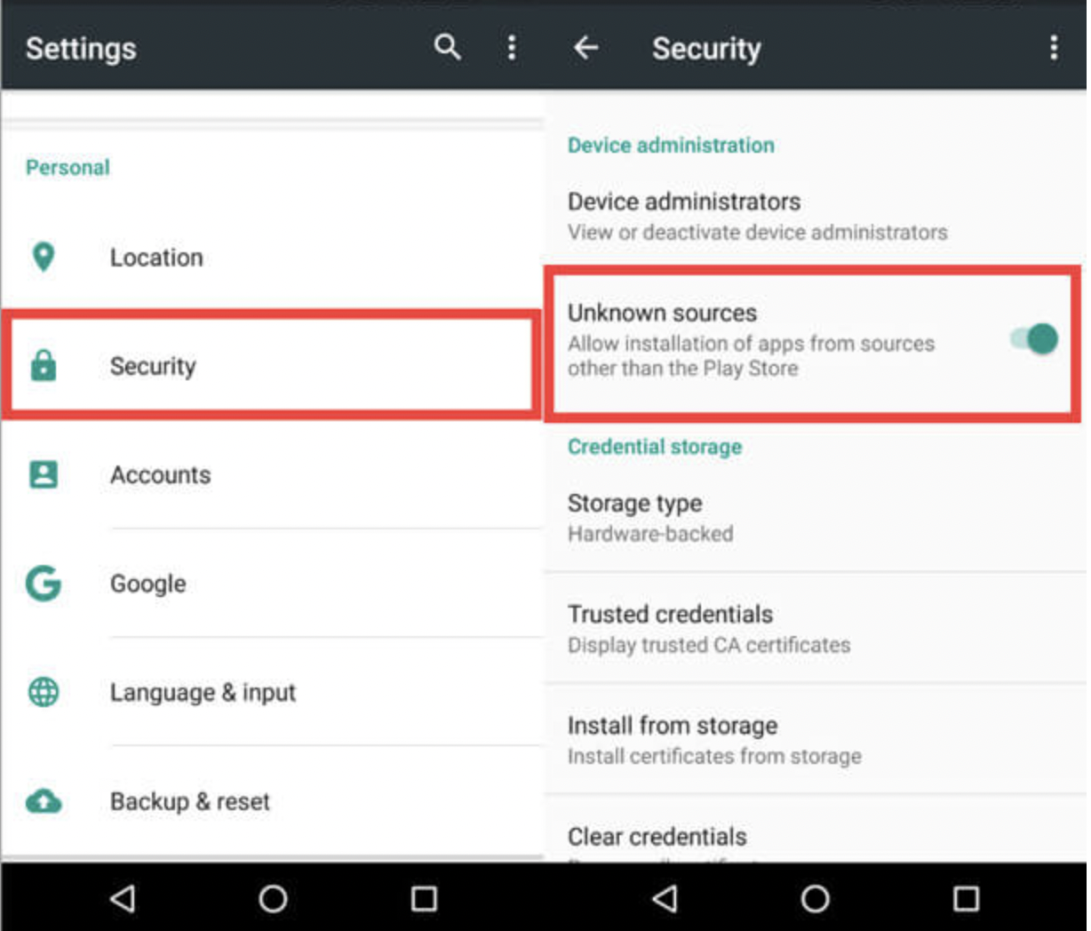 Enable Unknown Sources on Android - OnStream APK