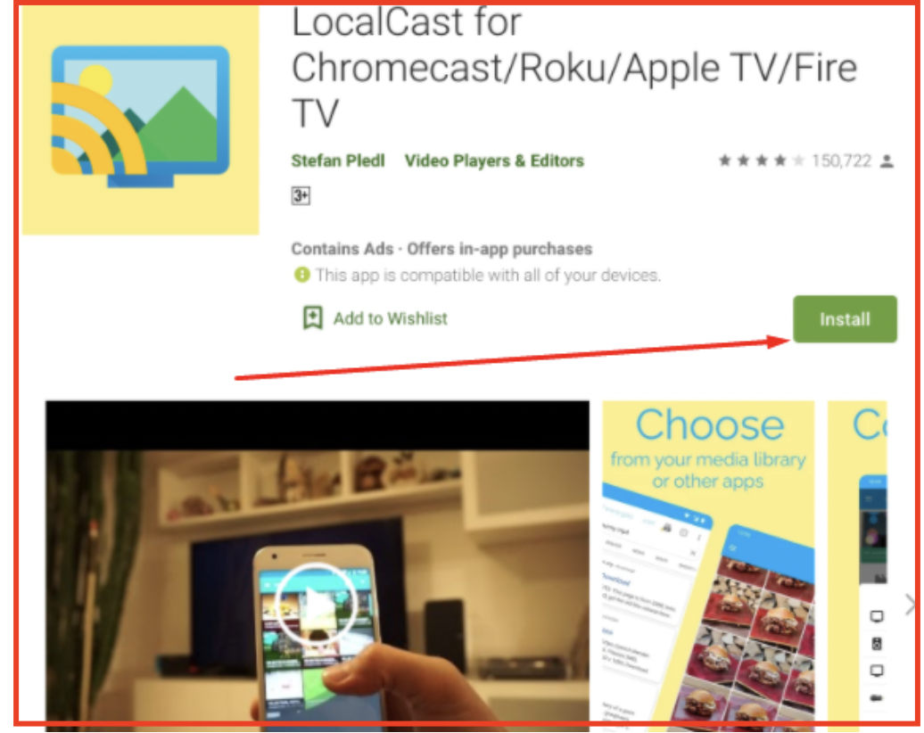 Install LocalCast App from Google Play Store